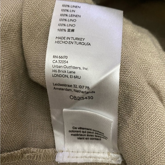 Free People 100% Linen Khaki Cream, Pleated, Wide Leg Cuff Pants Size 10. - Picture 7 of 11